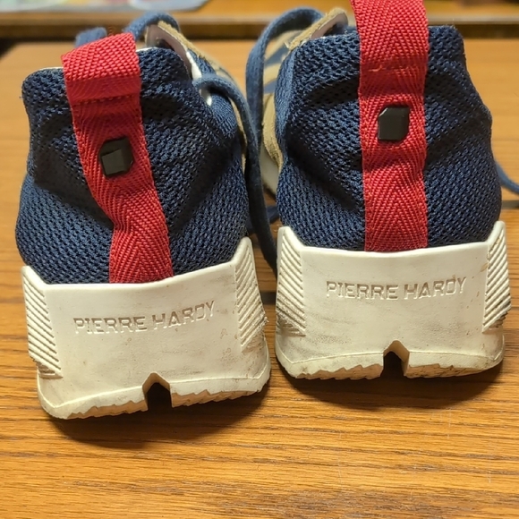 Pierre Hardy "Trek Comet" Tan And Blue Leather Sneakers - Picture 3 of 10